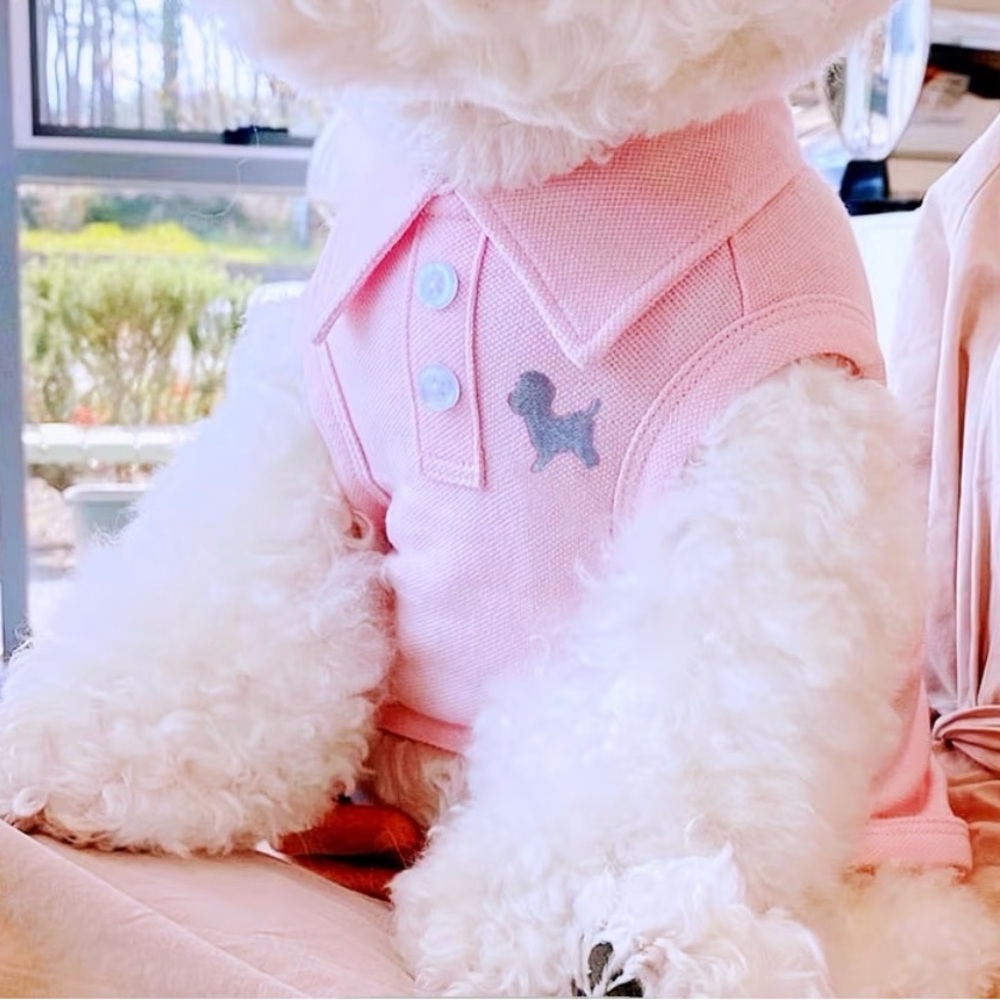 Pink Dog Polo Shirt with Embroidered Logo